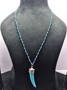 Sky Turquoise & Jade Gemstone Beautiful 22 In Strand Chains Necklace & Pendants - Picture 1 of 6