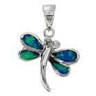 Dragonfly Australian Opal Inlay & Topaz 925 Sterling Silver Pendant Jewelry OP3