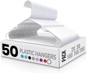 Plastic Hangers 50 Pack - Perfect for Clothes Hanger Space Saving - Durable - Picture 1 of 6
