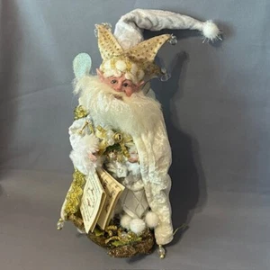 Vintage Mark Roberts Fata Babbo Natale Bambola Statuina Bianco Natale Pixie Mago Etichette - Foto 1 di 5