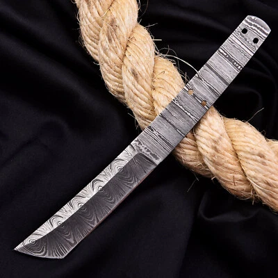 8" CUSTOM HANDMADE FORGED DAMASCUS STEEL BLANK TANTO BLADE C5 - Image 1 of 4