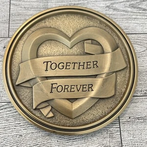 Funeral Casket Medallion Forever Together Batesville Life Stories Brass Magnetic - Picture 1 of 3