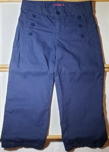 Lands End Girls Size 10 Navy Blue Cotton Sailor Style Cropped Pants - Picture 1 of 6