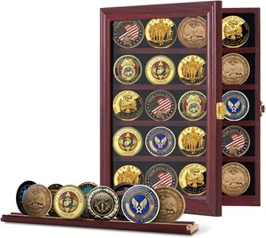 Coin Display Holder Case Box Military Challenge Lockable Cabinet Rack Shadow - Picture 1 of 1