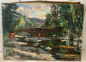 Huile sur toile Paysage postimpressionniste Signée en bas à droite FRANCE - Foto 1 di 12