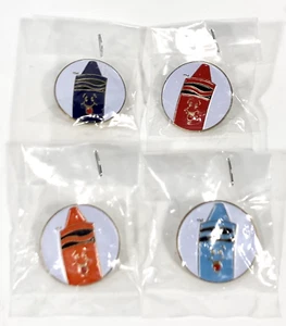 4 Vtg Paragon Crayola Crayon Metal Enamel Navy Red Light Blue Orange Lapel Pin - Picture 1 of 14