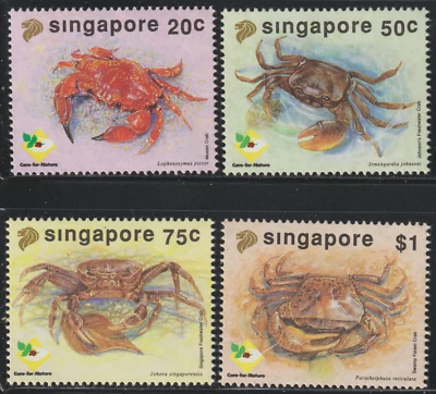 (S163)MALAYSIA SINGAPORE 1992 MARINE LIFE -CRABS SET 4V MNH. FV S$ 2.45 - Image 1 of 2