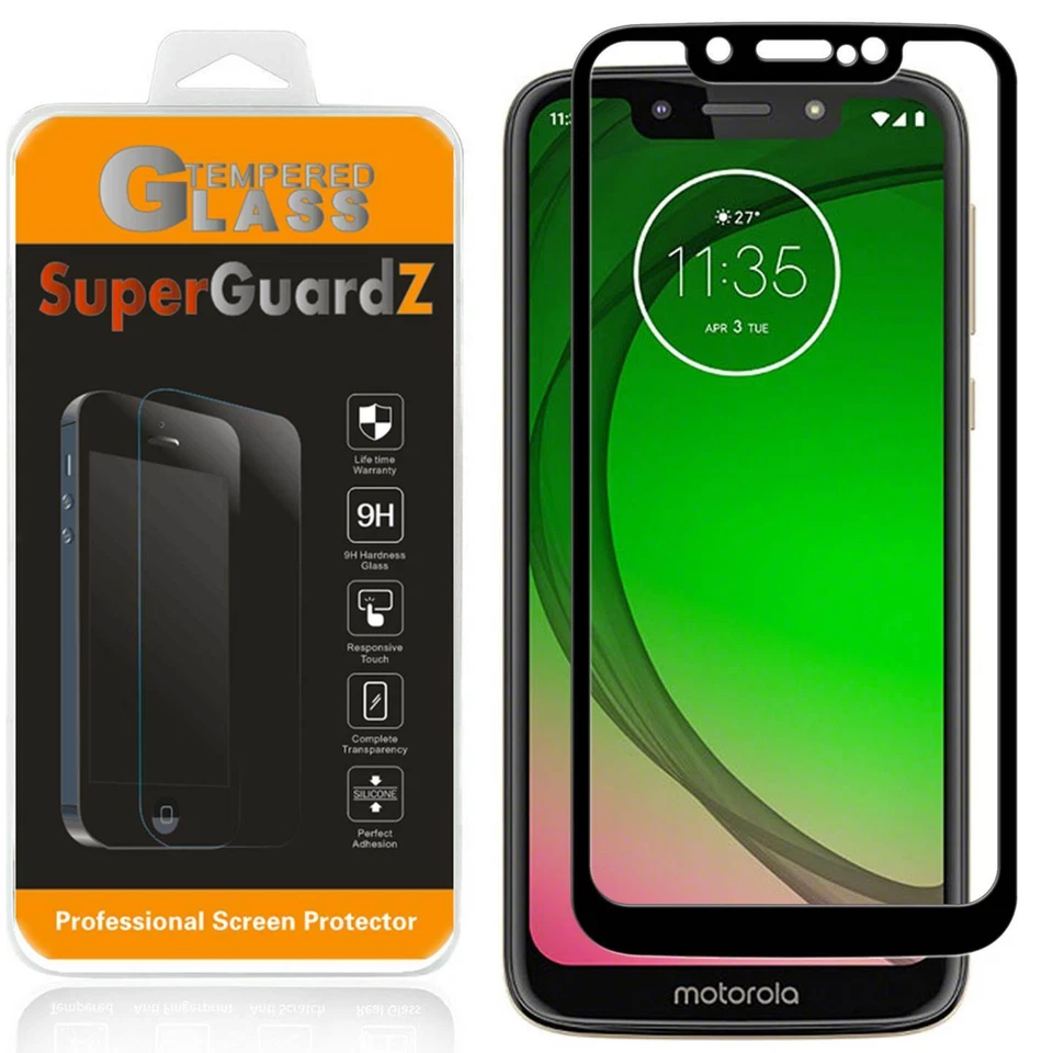 SuperGuardZ FULL COVER Tempered Glass Screen Protector For Motorola Moto G7 Play - Image 1 of 4
