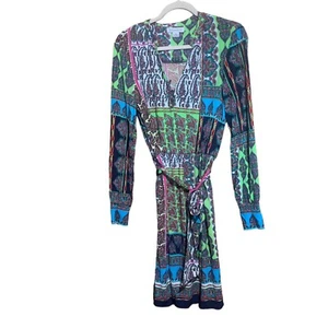 Liz Claiborne Kleid Medium mehrfarbig Paisley Boho künstlerisch Kunst zum Binden Taille - Bild 1 von 6