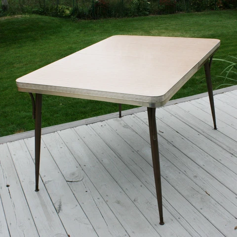 Vintage Formica Kitchen Dinner Table Dinette Retro Atomic Age Wood Grain Diner Cover