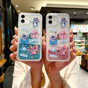 For iPhone Samsung Xiaomi OPPO Cartoon Magic Stitch Liquid Bling Glitter Case - Zdjęcie 1 z 13