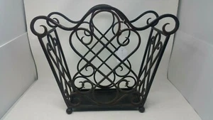 Antique Art Deco WroughIron Welded Magazine Rack 16 X 19 X 7.5" Steel Bottom EC - Picture 1 of 9