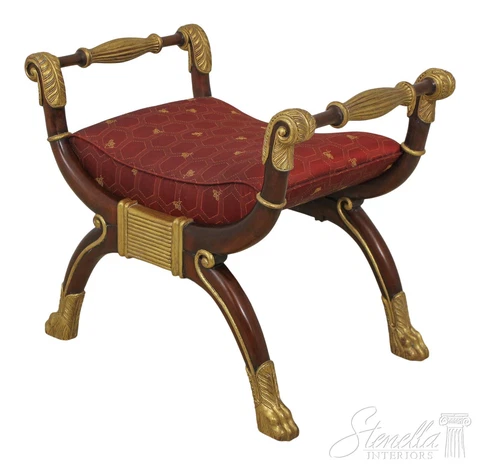 59131EC: MAITLAND SMITH Mahogany & Gold Regency Style Bench Or Stool Cover