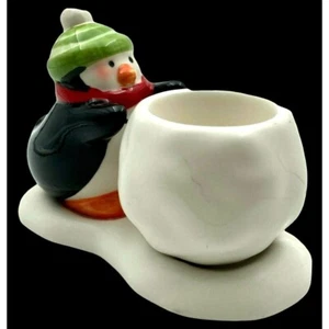 De colección Sello Pingüino Bola de Nieve Luz de Té Candelabro Cerámica Vacaciones Navidad - Imagen 1 de 7