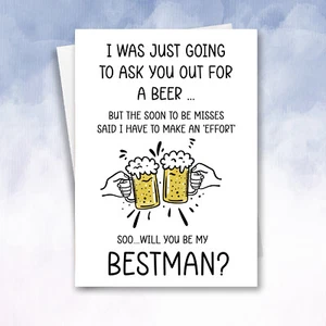 Be My Bestman Card, groomsman, Page Boy, Usher man honour proposal funny card - Afbeelding 1 van 7