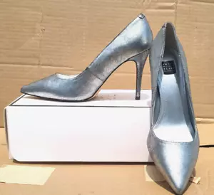 Woman's HEELS WHITE HOUSE BLACK MARKET - OLIVIA ,SILVER 8 M, - Picture 1 of 13