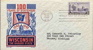 Cachet Craft Boll 957 Wisconsin Statehood The Badger State TA - Imagen 1 de 1