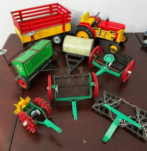 Vintage Lot 8 Czech Tin Toy Motorized Farm TRACTOR Pavok Nachod Argo Zetor Zin - Picture 1 of 17