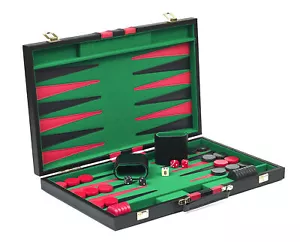 Professional Vegas backgammon Set Leatherette Exterior Dice Doubler Dice Cups - Picture 1 of 4