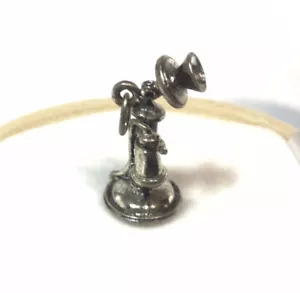 Vintage Beau Sterling Silver Old Candlestick Phone Charm Bracelet Charm - Picture 1 of 11