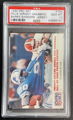 1990 Pro Set Felix Wright Grabbing Barry Sanders Jersey #784 PSA 10 Gem 💎 Mint - Image 1 of 2