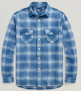 Camisa Polo Ralph Lauren Clásica Índigo Manga Larga Talla Mediana $168 Nueva con Etiquetas - Imagen 1 de 5