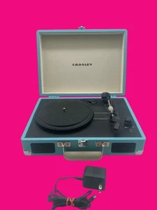 Crosley CR8005A-TU Portable Suitcase Record Player Turntable Blue- Tested/Works - Picture 1 of 10
