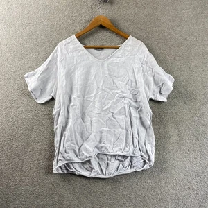 Purolino Womens Top XL Linen Blouse Short Sleeve Boho White Italy Lightweight - Picture 1 of 8