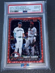 2024 Topps Update De La Cruz/Rodriguez Red Crackle Foil Board PSA 10 055/199 - Bild 1 von 2