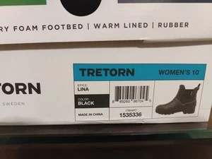 Tretorn Women's Lina Black Warm Lined Short Rubber Boots - Size US 10 - Picture 1 of 3