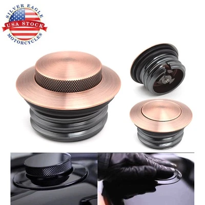 Tanque de combustible tapa de gasolina de cobre rosca derecha para motocicleta Harley Dyna Sportster Foto 1 de 4
