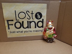 Ornamento natalizio pescatore mosca rana vintage vetro soffiato mercurio con creel - Foto 1 di 8