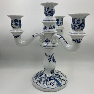 Candelabro 4 candele Danubio blu vintage candelabro cipolla blu timbro rettangolare - Foto 1 di 8