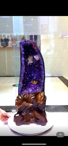 81.0LB 29.2”Alto Natural Uruguay Amatista Geoda Cuarzo Cristal Catedral+Soporte - Imagen 1 de 5