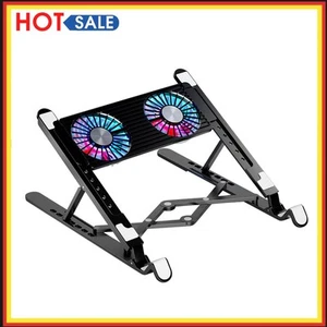 Laptop-Kühlpad, RGB-Laptophalter für 11-17,3-Zoll-Notebooks (schwarzes ABS, 2 Lü - Afbeelding 1 van 9