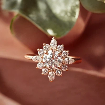 Anillo de oro rosa de 14k para laboratorio de bodas cultivado redondo diamante certificado IGI de 1,8 quilates Foto 1 de 4