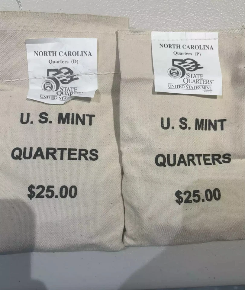 1998- P.D. State Quarters North Carolina $25 U.S. Mint Sewn Bags - Image 1 of 1