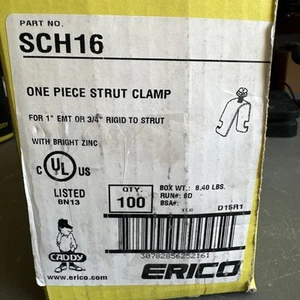 Box Of 100 New Caddy Erico SCH16  SCH Strut Strap Clamp for 1" EMT or 3/4" Rigid - Picture 1 of 4