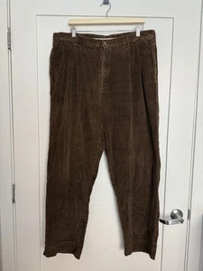Vintage Bill Blass Pants Mens 40x32 Brown Corduroy Pleated Grandpacore 90s Y2K - Picture 1 of 13