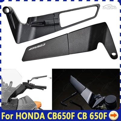 Black For HONDA CB650F CB 650F 8mm/10mm CNC Mirror Wind Wing side Rearview NEW Foto 1 de 4