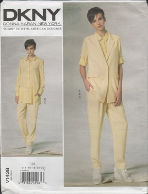 Vogue 1438 DKNY Donna Karan Long Vest, Shirt, Pants Pattern Size 14-22 Uncut - Image 1 of 4