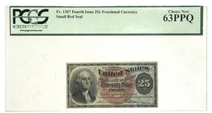 Fr 1307 25 Cent Fractional Currency PCGS 63PPQ 4th Issue - 38MM Red Seal - Picture 1 of 2