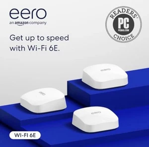 eero Pro 6E Tri-Band AXE5400 Wi-Fi 6E Router Mesh System - White (3-Pack) - NEW - Bild 1 von 7