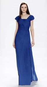 Tadashi Shoji Cap Sleeve Ruched Chiffon Gown (Size 6) - Picture 1 of 8
