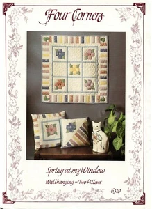 Spring at My Window Quilt Pattern Wall Hanging & 2 Pillows Flower Designs - Picture 1 of 2