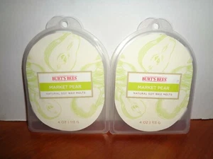 Lot of 2 Burts Bees Market Pear Scented Simmering Natural Soy Wax Melts 4 oz Ea - Picture 1 of 2