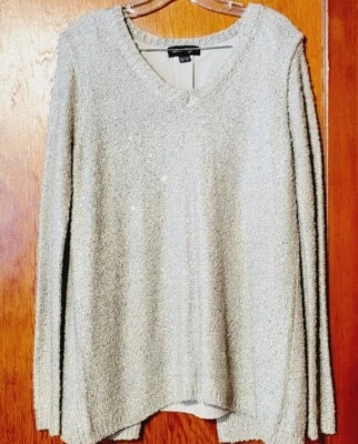 Suéter Charlie Paige Mujer Lentejuelas Plateadas Pequeño/Mediano Pullover  Foto 1 de 4