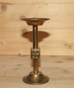 Candelabro candelabro de latón religioso hecho a mano vintage - Imagen 1 de 12
