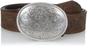 Nocona Western Belt Mens Embossed Leather Oval Buckle Brown N1011644 - Picture 1 of 1