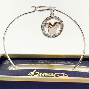 Disney Bracelet MINNIE MOUSE "Love Is Bowtiful" Rose Bow Diamond Silver Plated  - Picture 1 of 8